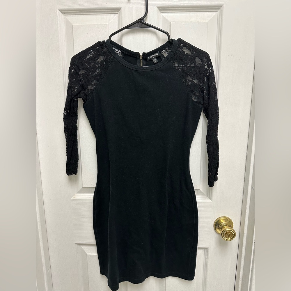 Express Black Dress With Lace Sleeves